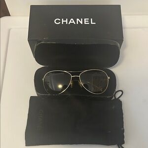 Chanel Gold Aviator Sunglasses